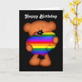 Pride Heart Teddy Bear Happy Birthday Karte (Gelbe Blume)
