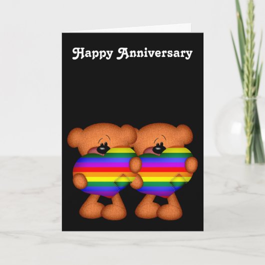 Pride Heart Teddy Bears Happy Anniversary Karte (Vorderseite)