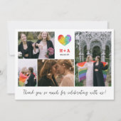 Pride Heart Wedding Foto Collage Vielen Dank Dankeskarte (Vorderseite)