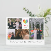 Pride Heart Wedding Foto Collage Vielen Dank Dankeskarte (Stehend Vorderseite)