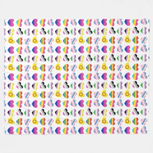 Pride Hearts Fleece Blanket (Vorderseite (Horizontal))