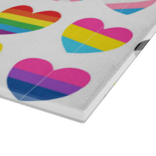 Pride Hearts Glas Cutting Board Schneidebrett