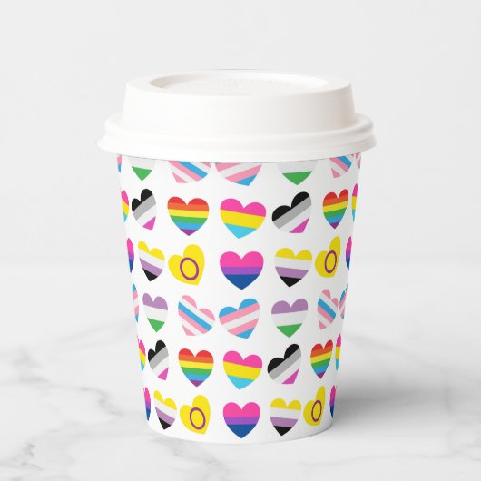 Pride Hearts Paper Cups Pappbecher (Links)