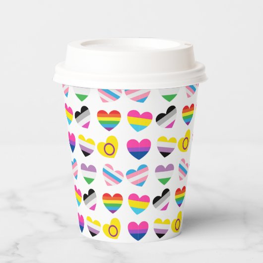 Pride Hearts Paper Cups Pappbecher (Vorderseite)
