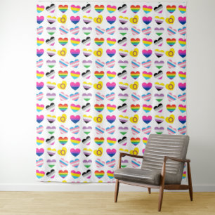 Pride Hearts Tapestry Wandteppich