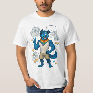 Pride Hund mit Regenbogen Halstuch & Sprechblase T-Shirt