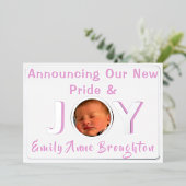 Pride & Joy Foil Geburtsankündigung Folieneinladung (Stehend vorne)