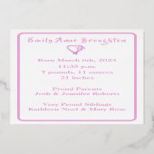 Pride & Joy Foil Geburtsankündigung Folieneinladung (Rückseite)