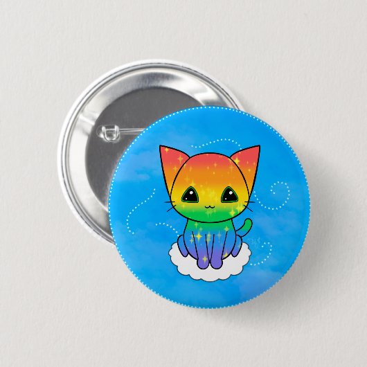 Pride Kitty T - Shirt Button (Vorne & Hinten)