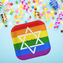 Pride LGBT Rainbow Flag jüdisches Gay Pappteller
