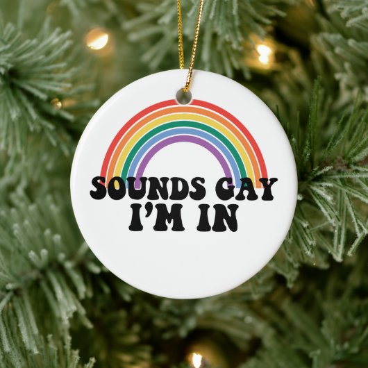 Pride LGBT Sounds Gay I bin in Gay Rainbow Keramik Ornament (Baum)