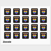 PRIDE LGBTQ Rainbow Hearts Quadratischer Aufkleber (Blatt)