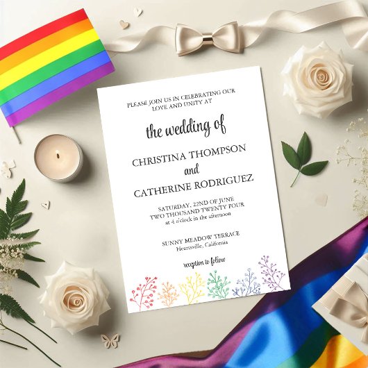 Pride LGBTQ Wasserfarbe Elegante Einladung Hochzei