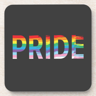 PRIDE LGBTQIA-Regenbogenflagge, Druckbuchstabe Getränkeuntersetzer