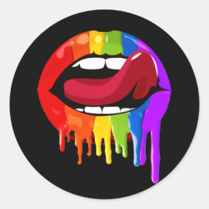 Pride Lips T - Shirt Runder Aufkleber