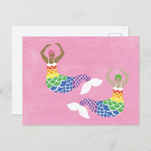 Pride Mermaid Rainbow Flag Schwanz LGBT Party Postkarte (Vorne/Hinten)