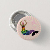 Pride Mermaid Rainbow Flag Schwanz LGBTIQ Party Button (Vorne & Hinten)