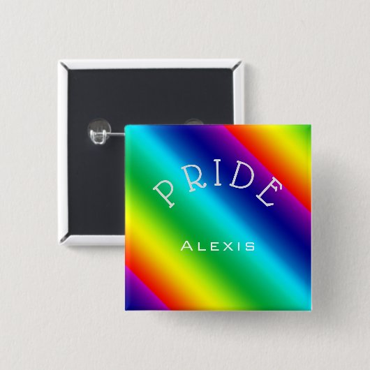 PRIDE mit Name Multicolor Sideways Rainbow Button (Vorne & Hinten)