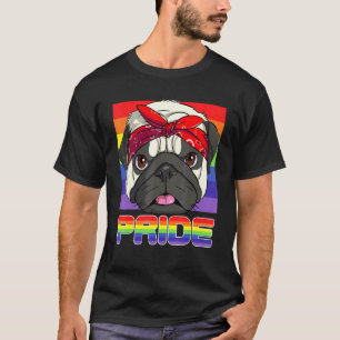Pride Month Mops Bandana Schwuler Hund Regenbogen T-Shirt