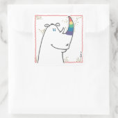 Pride-Nashorn-Aufkleber Quadratischer Aufkleber (Tasche)