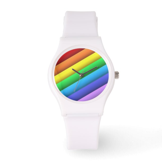 PRIDE O'CLOCK Weiße Banduhr Armbanduhr (Vorderseite)