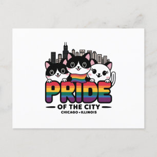 Pride of Chicago City Illinois USA Rainbow Flag Postkarte