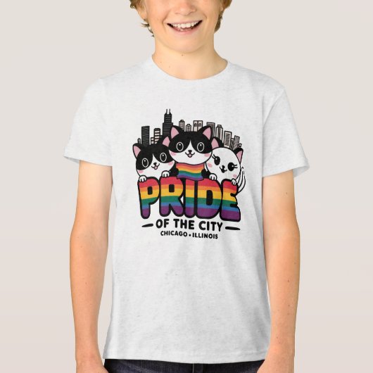 Pride of Chicago City Illinois USA Rainbow Flag Tri-Blend Shirt (Vorderseite)