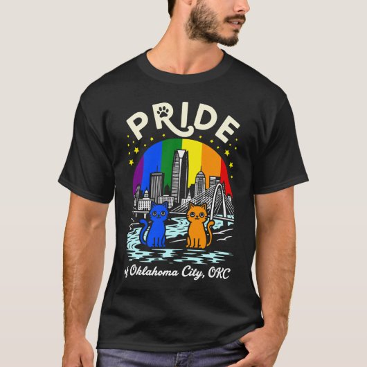 Pride of Oklahoma City OKC Cats Rainbow Flag T-Shirt (Vorderseite)