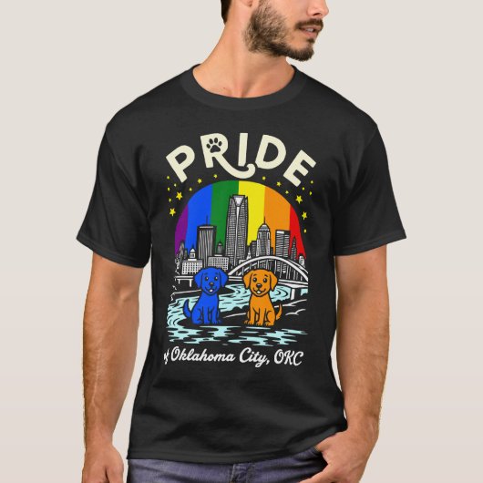 Pride of Oklahoma City OKC Dogs Rainbow Flag T-Shirt (Vorderseite)
