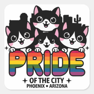 Pride of Phoenix City Arizona USA Regenbogenflagge Quadratischer Aufkleber