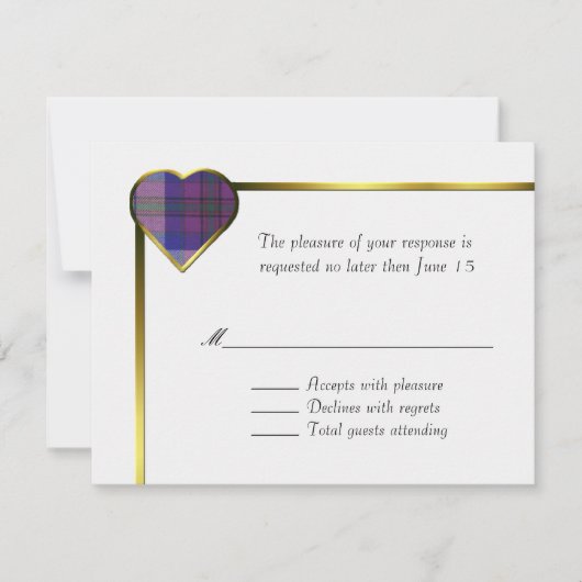 Pride of Scotland Heart RSVP Card Karte (Vorderseite)
