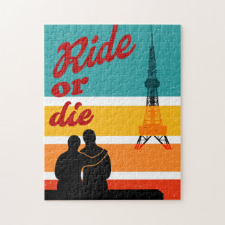 Pride or Die Nagoya Tower Retro Travel Poster Puzzle