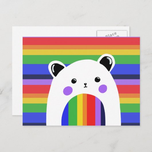 Pride Panda Rainbow Postcard Postkarte (Vorne/Hinten)