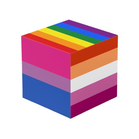 Pride Paperweight Würfel (Rückseite Schrägansicht)