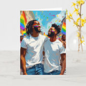 Pride-Parade-Umarmung Karte (Gelbe Blume)