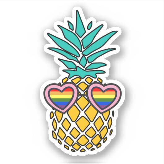 Pride Pineaple | Regenbogenflagge Sonnenbrille Aufkleber (Vorderseite)