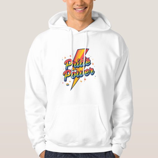 Pride Power Lightning – LGBTQ+ Rainbow Quote  Hoodie (Vorderseite)
