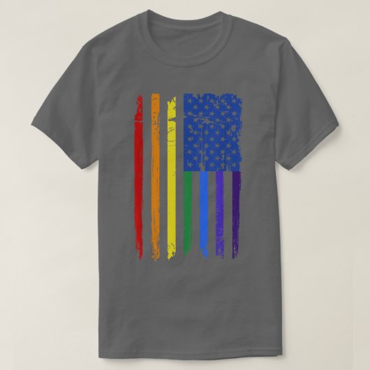 Pride Rainbow American Flag Gay Pride Monat T-Shirt (Design vorne)
