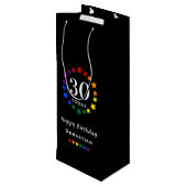Pride Rainbow Black 30 Heute oder jedes Alter Gebu Geschenktüte Für Weinflaschen (Rückseite Schrägansicht)