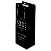Pride Rainbow Black 30 Heute oder jedes Alter Gebu Geschenktüte Für Weinflaschen (Vorderseite Schrägansicht)