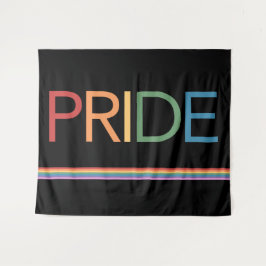 PRIDE Rainbow Black Tapestry Wandteppich
