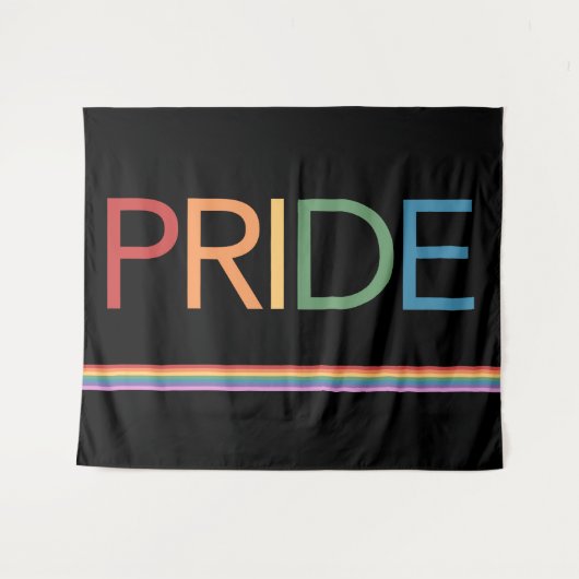 PRIDE Rainbow Black Tapestry Wandteppich (Vorderseite (Horizontal))