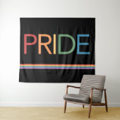 PRIDE Rainbow Black Tapestry Wandteppich (Beispiel (Horizontal))