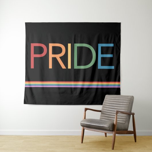 PRIDE Rainbow Black Tapestry Wandteppich (Beispiel (Horizontal))
