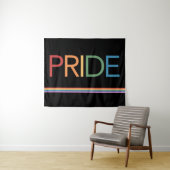 PRIDE Rainbow Black Tapestry Wandteppich (Beispiel (Horizontal))