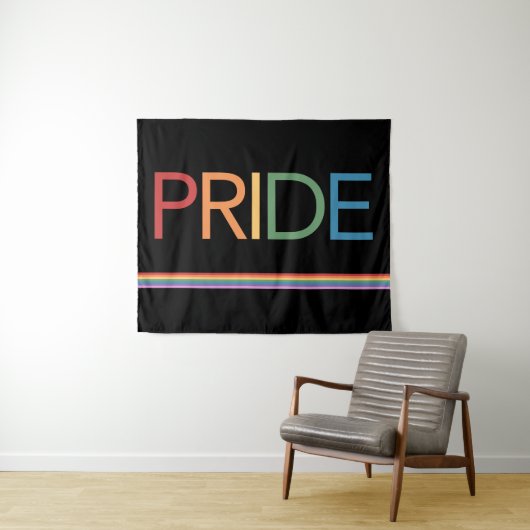 PRIDE Rainbow Black Tapestry Wandteppich (Beispiel (Horizontal))