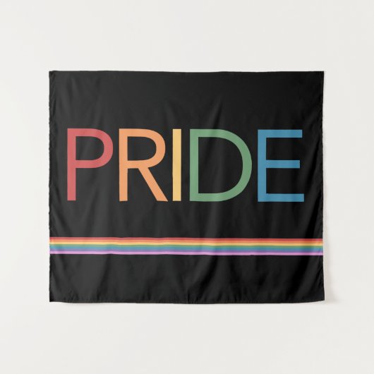 PRIDE Rainbow Black Tapestry Wandteppich (Vorderseite (Horizontal))
