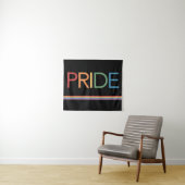 PRIDE Rainbow Black Tapestry Wandteppich (Beispiel (Horizontal))