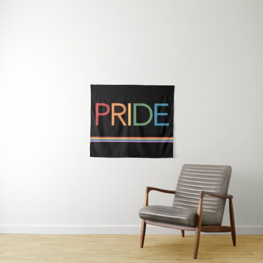 PRIDE Rainbow Black Tapestry Wandteppich (Beispiel (Horizontal))