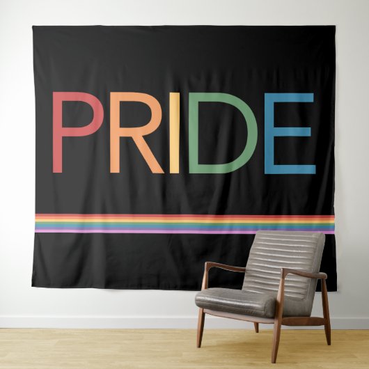 PRIDE Rainbow Black Tapestry Wandteppich (Beispiel (Horizontal))